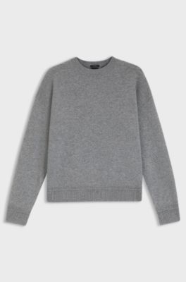 Crew-neck sweater in pure cashmere, Light Grey