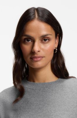 Crew-neck sweater in pure cashmere, Light Grey