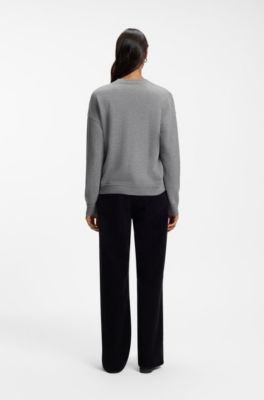 Crew-neck sweater in pure cashmere, Light Grey