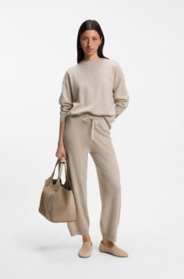 Knitted trousers in pure cashmere, Natural