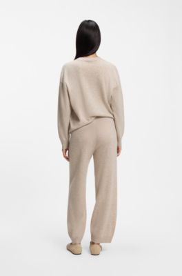 Knitted trousers in pure cashmere, Natural