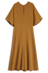 Long-length business dress in stretch crepe, Brown