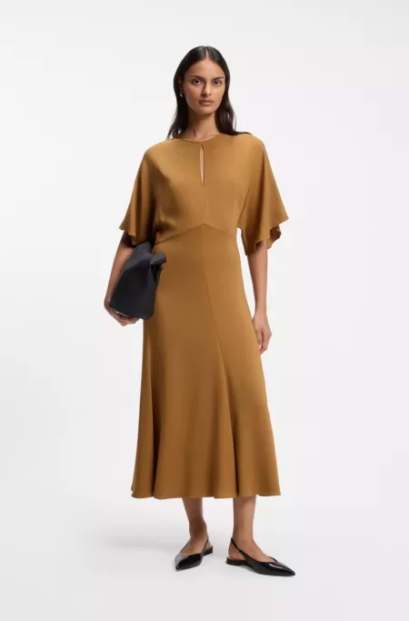 Long-length business dress in stretch crepe