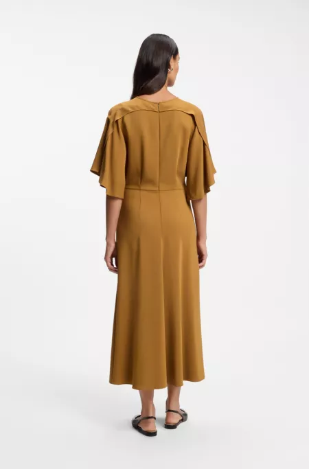 Long-length business dress in stretch crepe