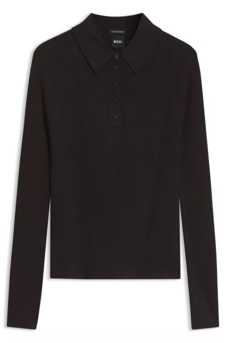 Fitted polo sweater in pure virgin wool