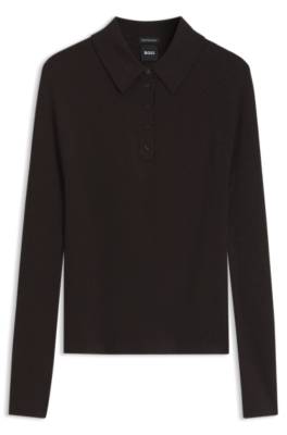 Boss Fitted polo sweater in pure virgin wool polotröjor dam – bild 4