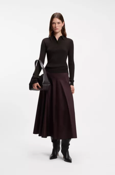 Fitted polo sweater in pure virgin wool