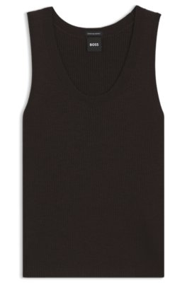 Sleeveless ribbed top in virgin wool