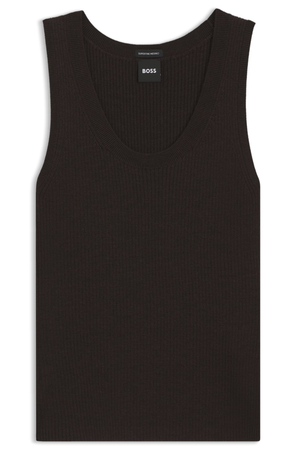 Sleeveless ribbed top in virgin wool
