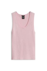 Sleeveless ribbed top in virgin wool, Light Pink