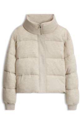 Padded bomber jacket in virgin wool with cashmere, Natural