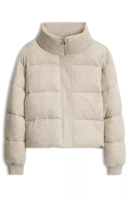 Padded bomber jacket in virgin wool with cashmere