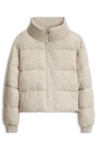 Padded bomber jacket in virgin wool with cashmere, Natural