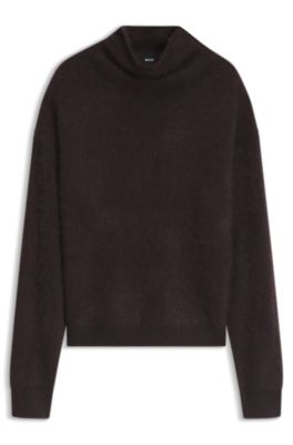Virgin-wool-blend sweater, Brown