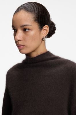 Virgin-wool-blend sweater, Brown