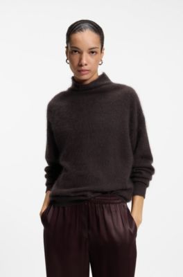Virgin-wool-blend sweater, Brown
