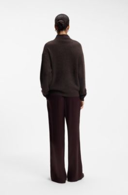 Virgin-wool-blend sweater, Brown