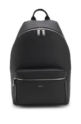 Structured backpack with polished logo lettering, Black