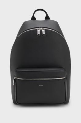 Structured backpack with polished logo lettering, Black