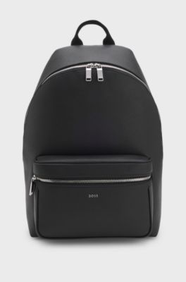 Structured backpack with polished logo lettering, Black