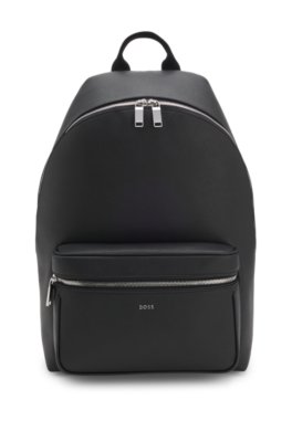 Structured backpack with polished logo lettering