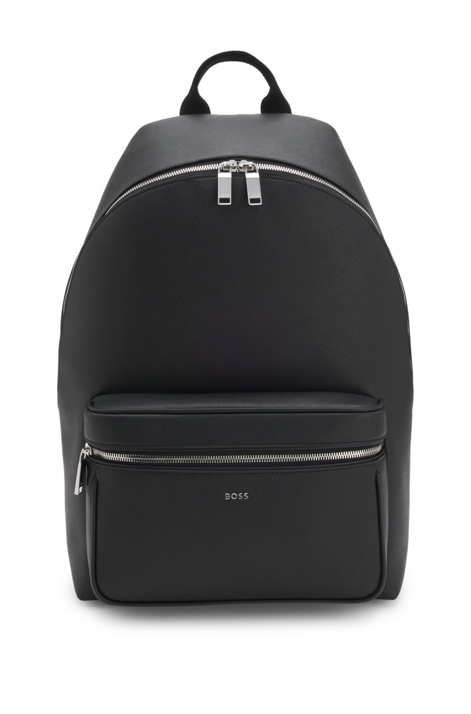 Structured backpack with polished logo lettering