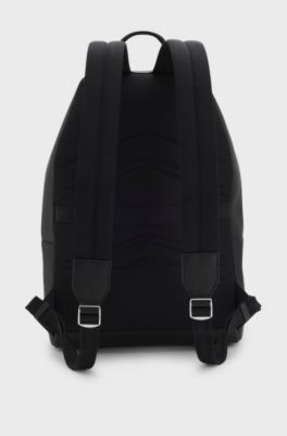 ストラクチャード バックパック ポリッシュド レタリングロゴ, ブラック