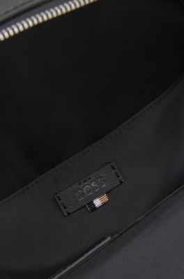 Structured backpack with polished logo lettering, Black