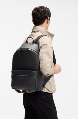 Zaino strutturato con scritta del logo elegante, Nero