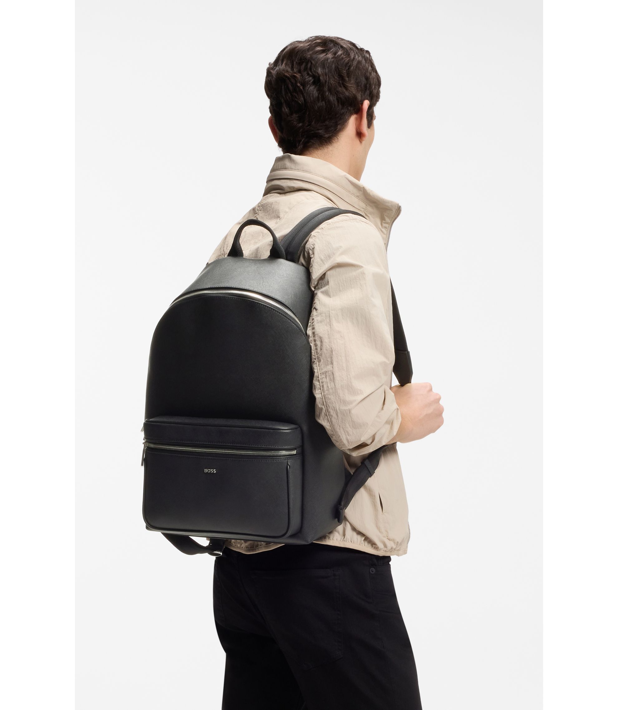 BOSS - ストラクチャード バックパック ポリッシュド レタリングロゴ