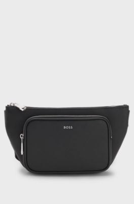 Slimline belt bag with logo lettering, Black