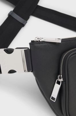 Slimline belt bag with logo lettering, Black