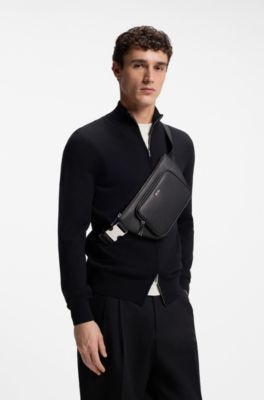 Slimline belt bag with logo lettering, Black