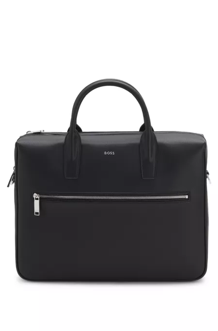 Grained document case with logo lettering