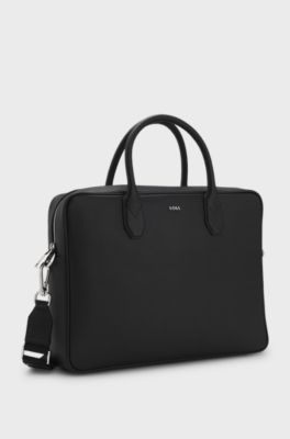 Grained document case with logo lettering, Black