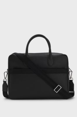 Grained document case with logo lettering, Black