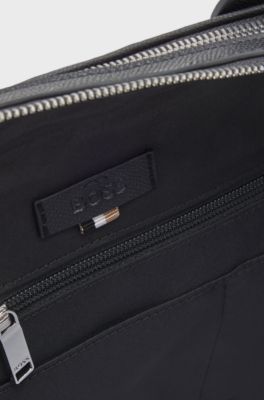 Grained document case with logo lettering, Black