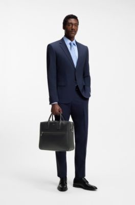 Grained document case with branded polished hardware, Black