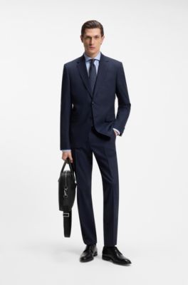 Genarbte Aktentasche mit Logo-Schriftzug, Schwarz