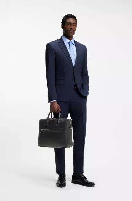 Grained document case with logo lettering