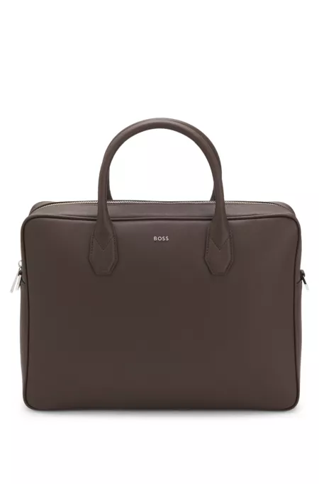 Grained document case with logo lettering