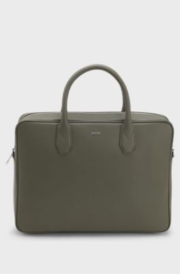 Grained document case with logo lettering, Dark Green