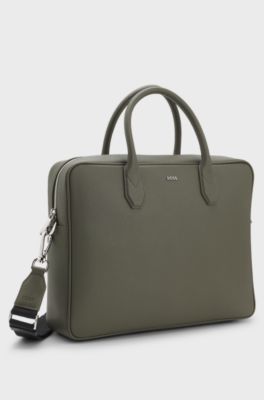Grained document case with logo lettering, Dark Green