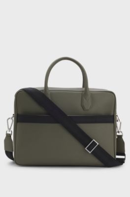 Grained document case with logo lettering, Dark Green