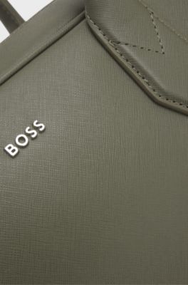 Grained document case with logo lettering, Dark Green