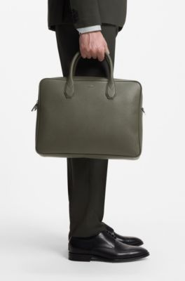 Grained document case with logo lettering, Dark Green