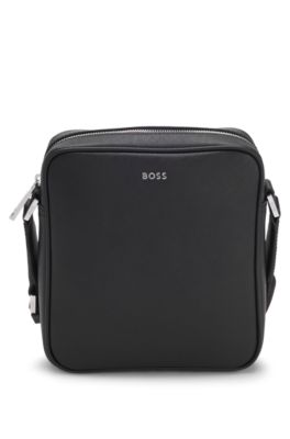 Reporter bag with silver-tone logo lettering, Black