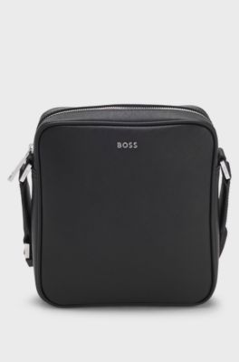 Reporter bag with silver-tone logo lettering, Black