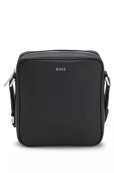 Reporter bag with silver-tone logo lettering