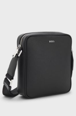 Reporter bag with silver-tone logo lettering, Black